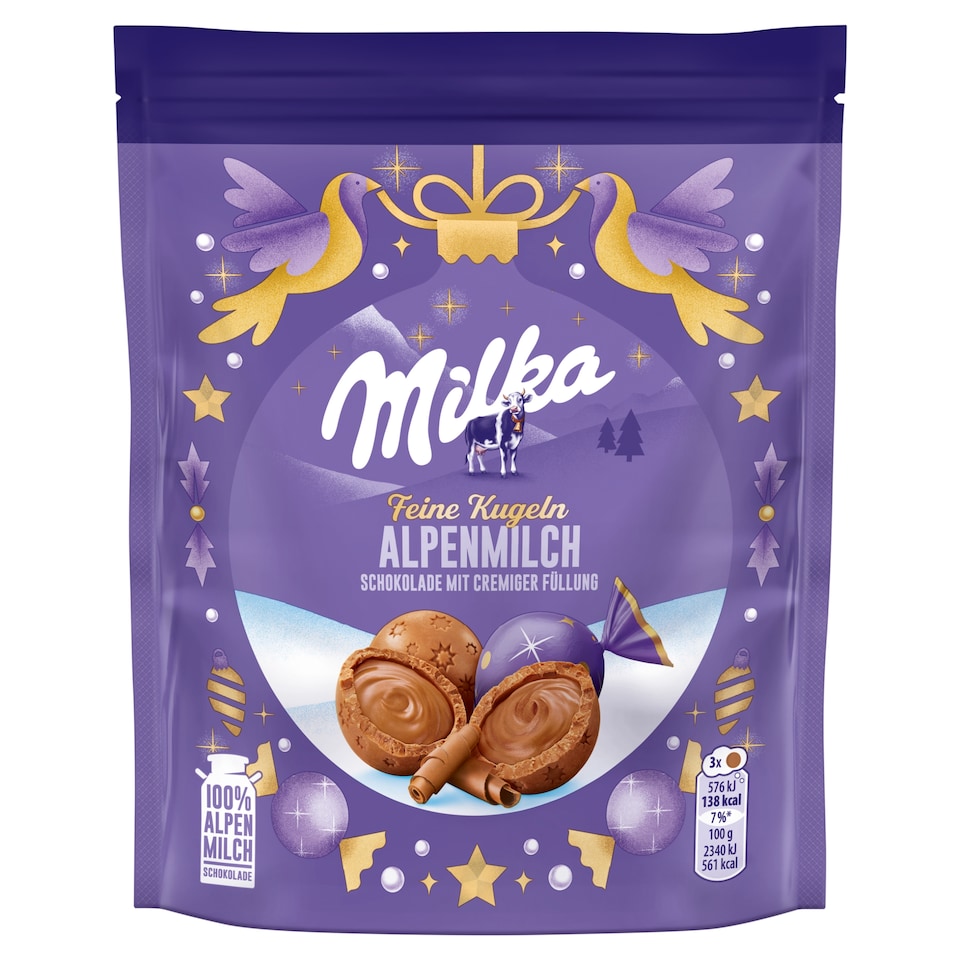 MILKA ALPESI TEJ FELHASZNÁLÁSÁVAL KÉSZÜLT TEJCSOKOLÁDÉ TEJCSOKOLÁDÉ GOLYÓ 90 g