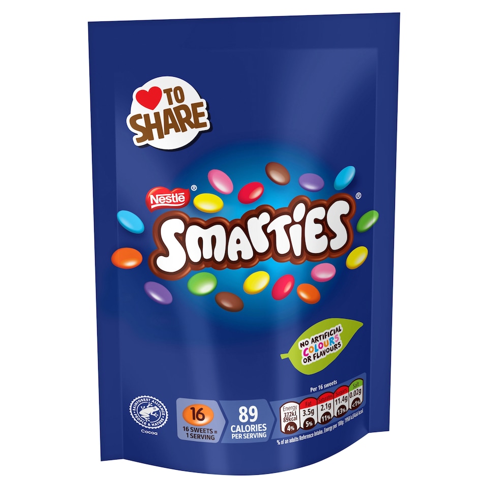 image 1 of Smarties Milk Chocolate Sharing Bag 105g 