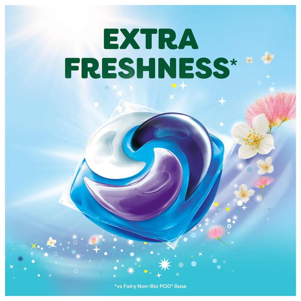 image 1 of Fairy Non Bio Platinum Washing Pods Silk Tree Blossom & Jasmine 44 Washes 1003.2g