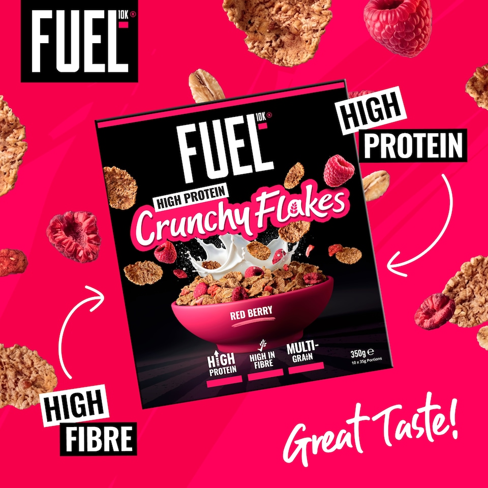 image 1 of FUEL10K Red Berry Multigrain Flakes High Protein Breakfast Cereal 350g