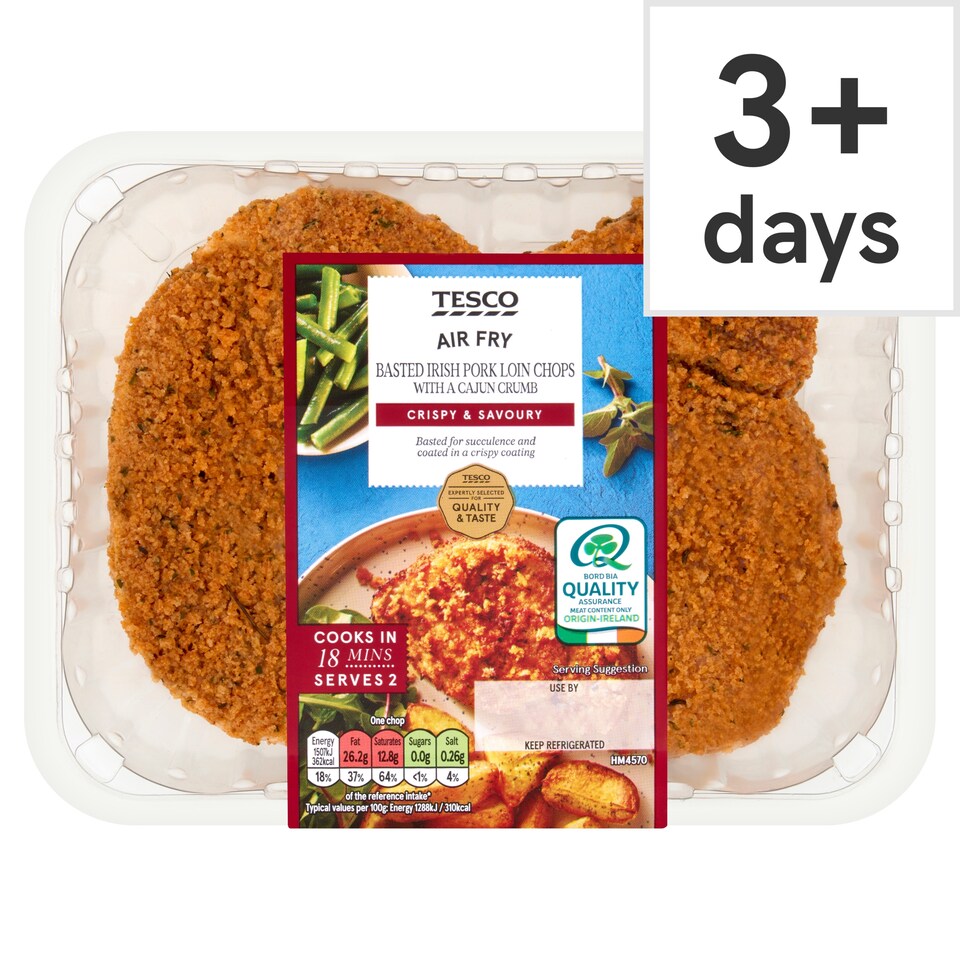 Tesco Basted Irish Pork Loin Chops with a Cajun crumb 348g