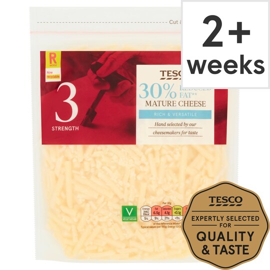 Tesco Grated 30 Reduced Fat Mature Cheese 250G Tesco Groceries