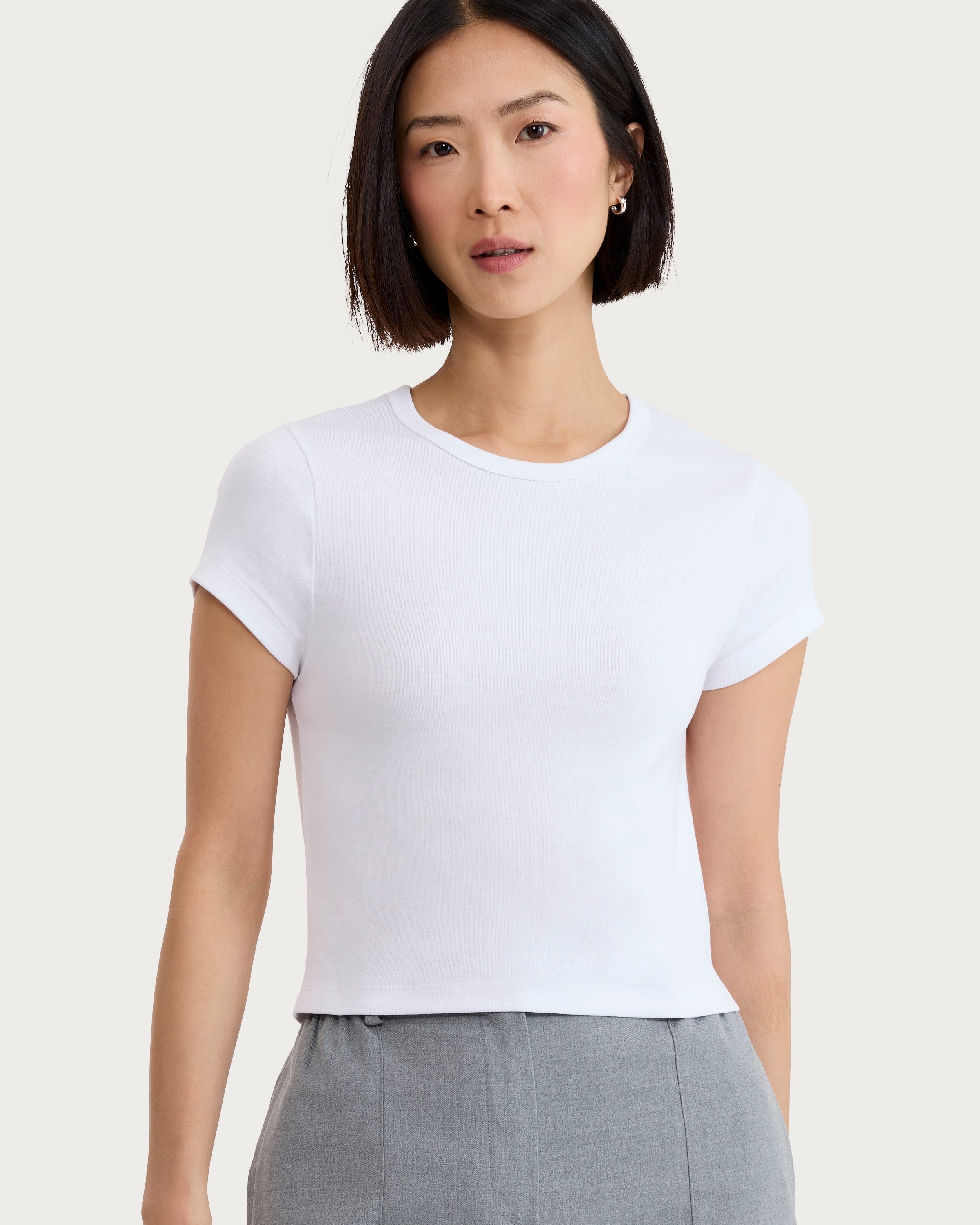 F&F Cotton Rich Short Sleeved Cropped T-Shirt in White