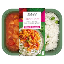 Tesco Plant Chef Sweet & Sour No-Chicken & Rice 400g