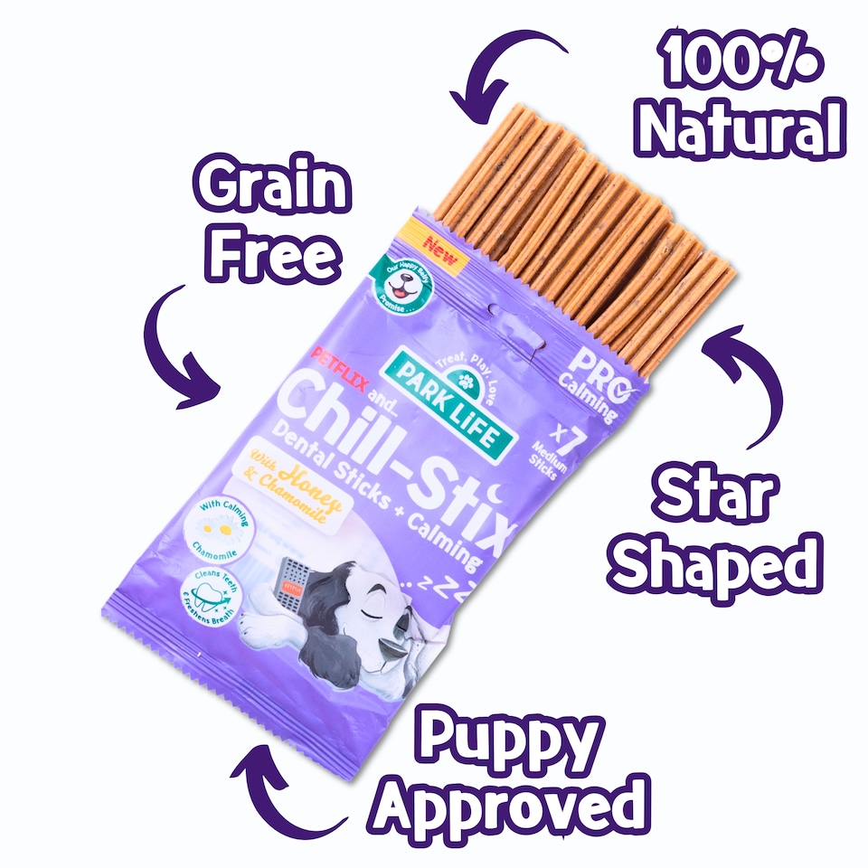 image 1 of PARK LIFE Chill-Stix Dog Calming Dental Sticks Honey and Chamomile (7 Pack) 180g