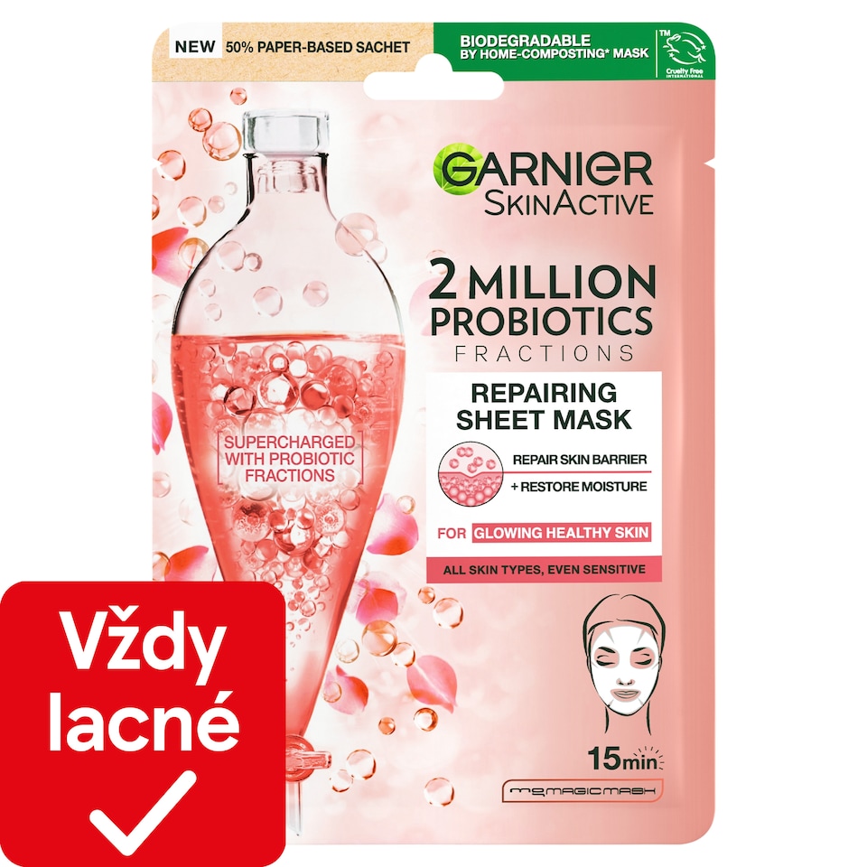 Garnier Skin Naturals textilná maska s probiotickými frakciami, 22 g