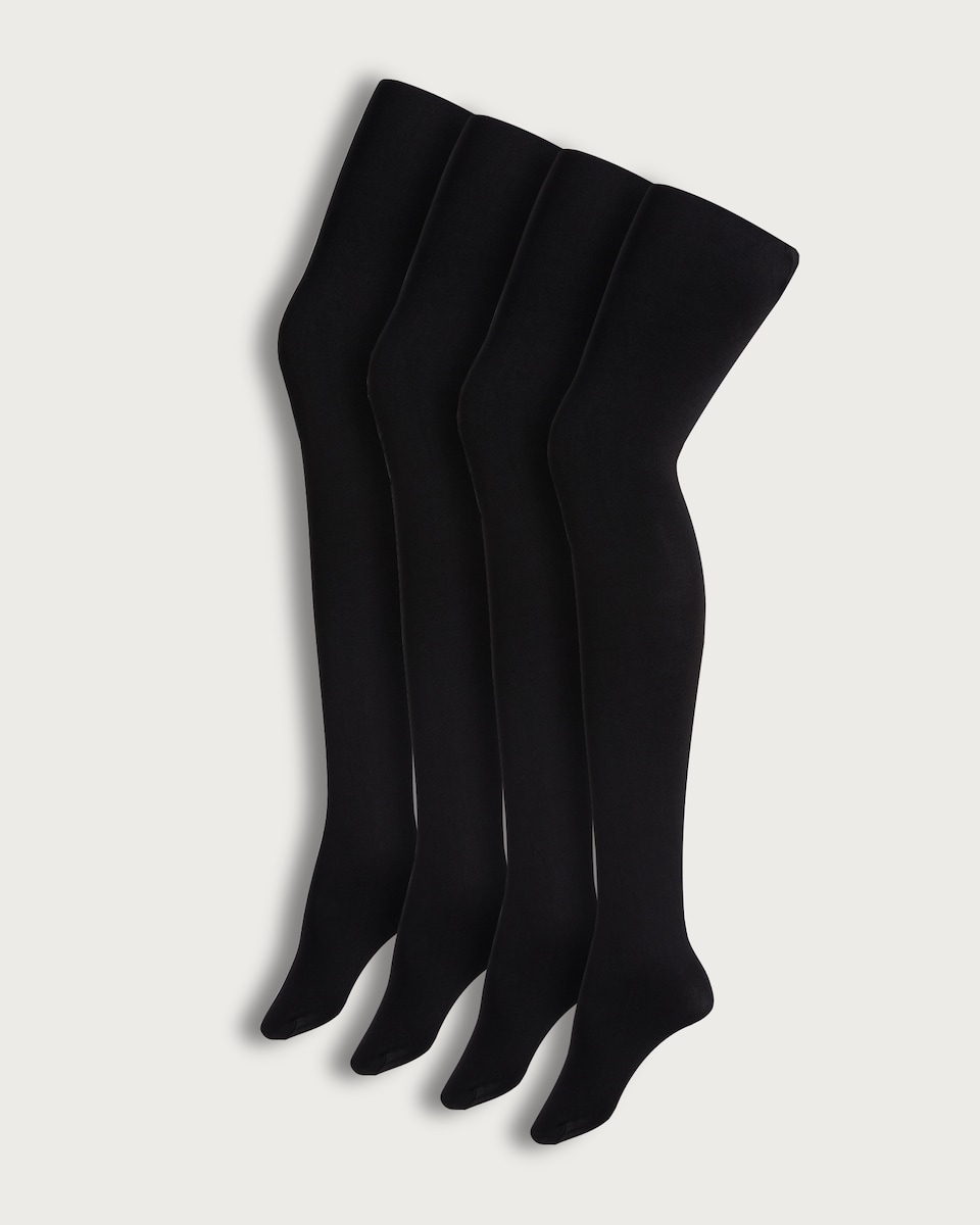 image 1 of F&F 4-Pack 80 Denier Opaque Tights in Black