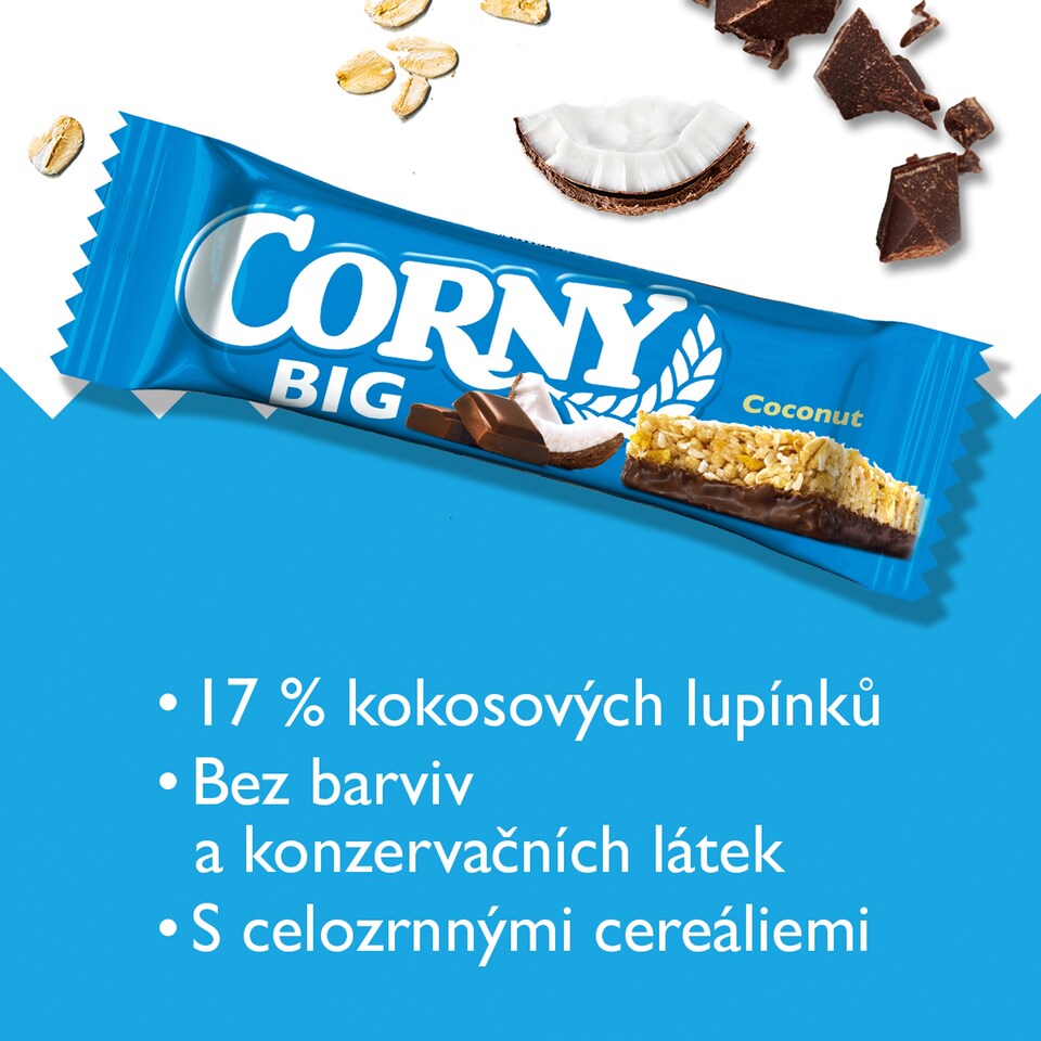 Obrázek 1 pro produkt Corny BIG cereální tyčinka kokos v mléčné čokoládě 50g