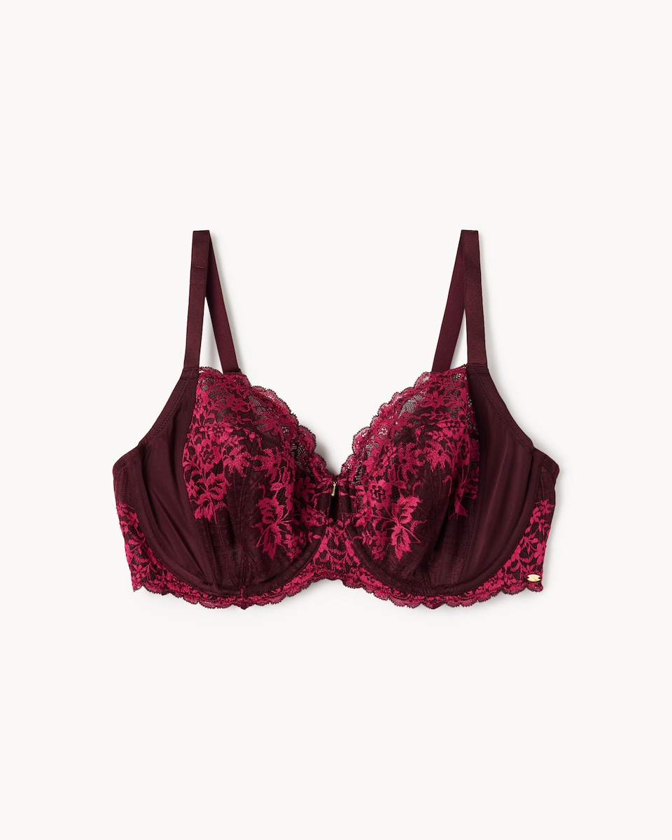 F&F Fuller Bust Floral Lace Wired Bra in Purple