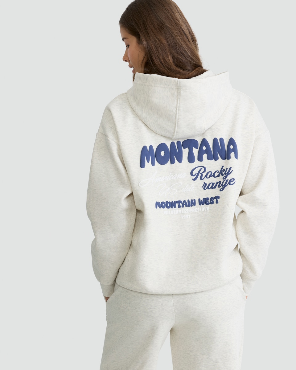 image 1 of OH ME OH MY Cotton Rich Americana U.S. State Hoodie in Grey Marl