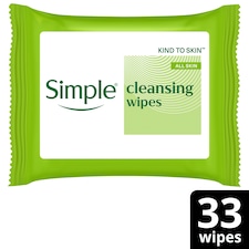 Simple Cleansing Biodegradable Wipes 33 Pack