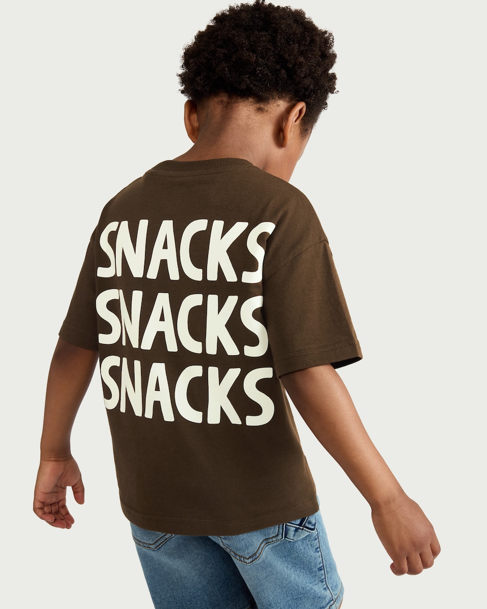 image 1 of F&F Boys Pure Cotton Slogan T-Shirt in Chocolate