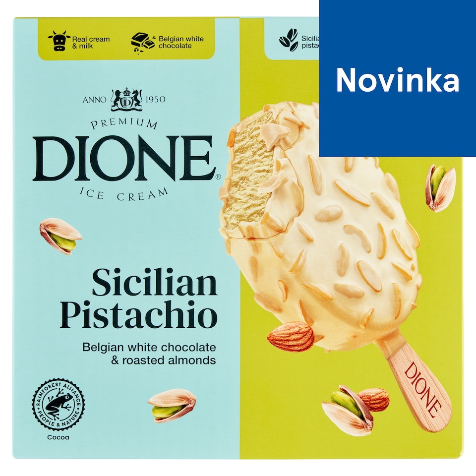 Dione Sicilian Pistachio Ice Cream with White Belgian Chocolate and Almonds 3 x 90 ml (270 ml)