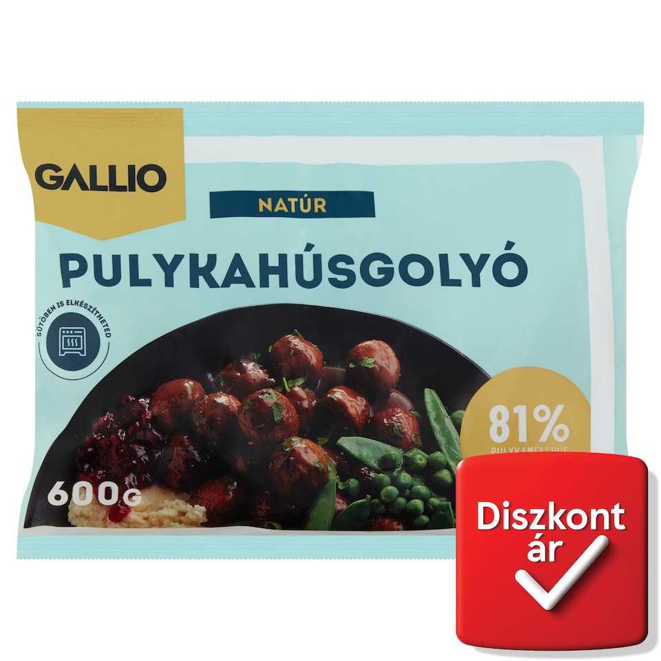 Gallio gyorsfagyasztott, natúr pulykahúsgolyó 600 g  1. kép