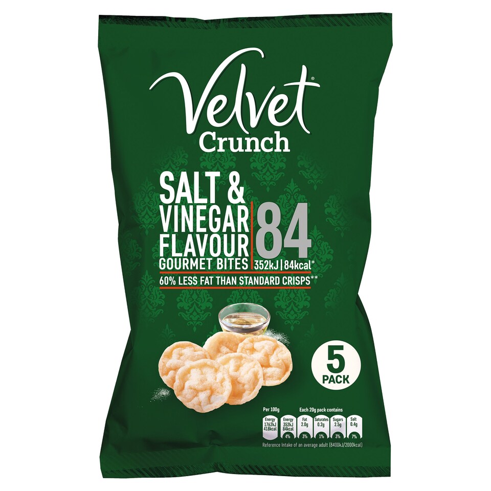 Velvet Crunch Salt And Vinegar 5 Pack 20G