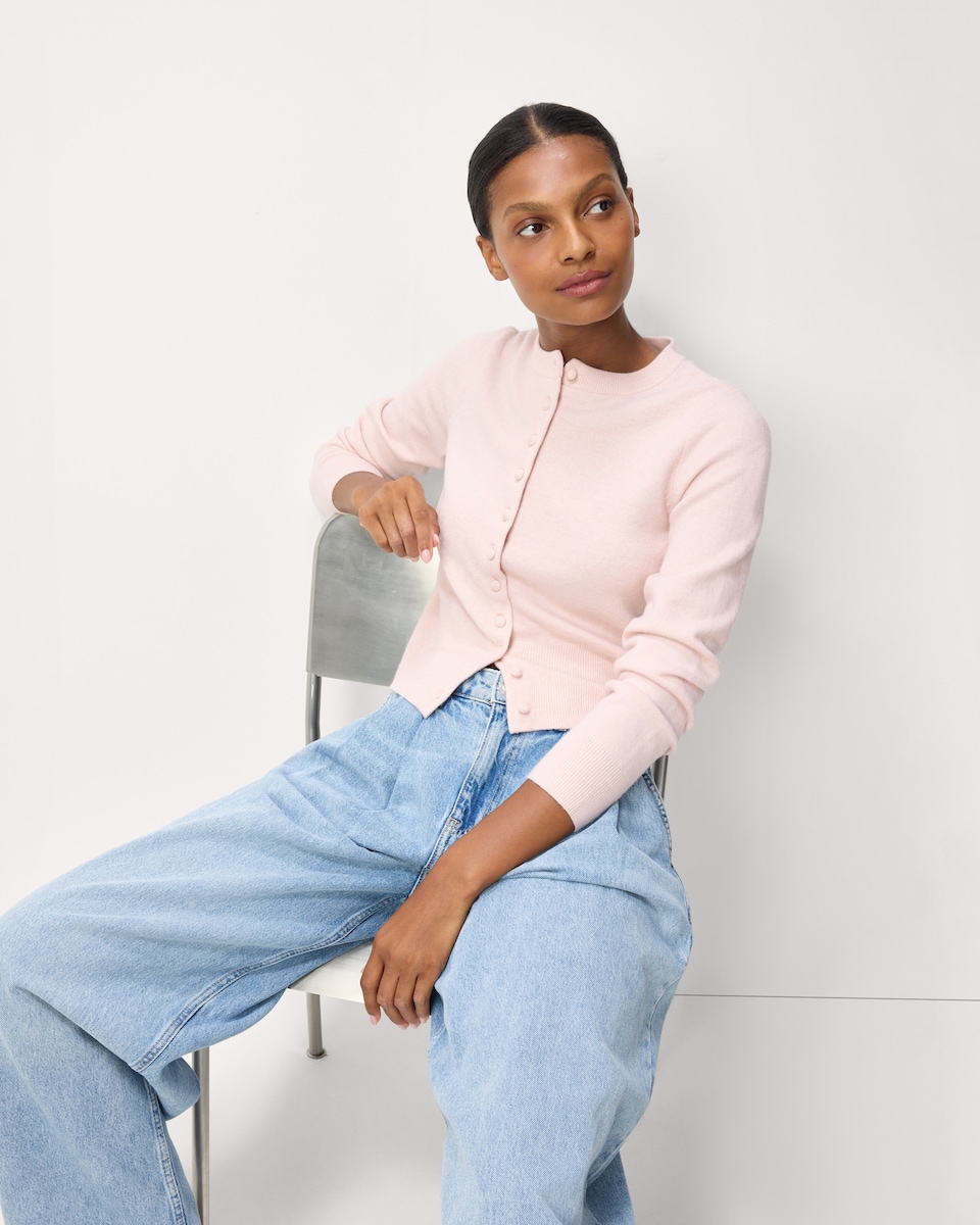 image 1 of F&F Knitted Long Sleeved Cardigan in Pink