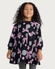 image 1 of F&F Girls Cotton Rich Disco Ball Bow Print Sweat Dress in Black