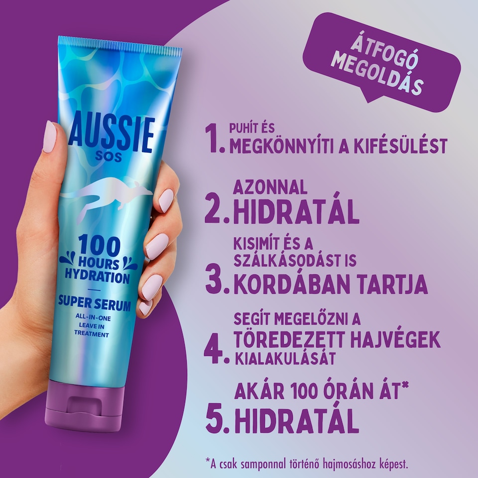 image 1 of Aussie SOS Super Serum Leave-In Treatment 160ml For Dry Hair. 100 Hours of Hydration