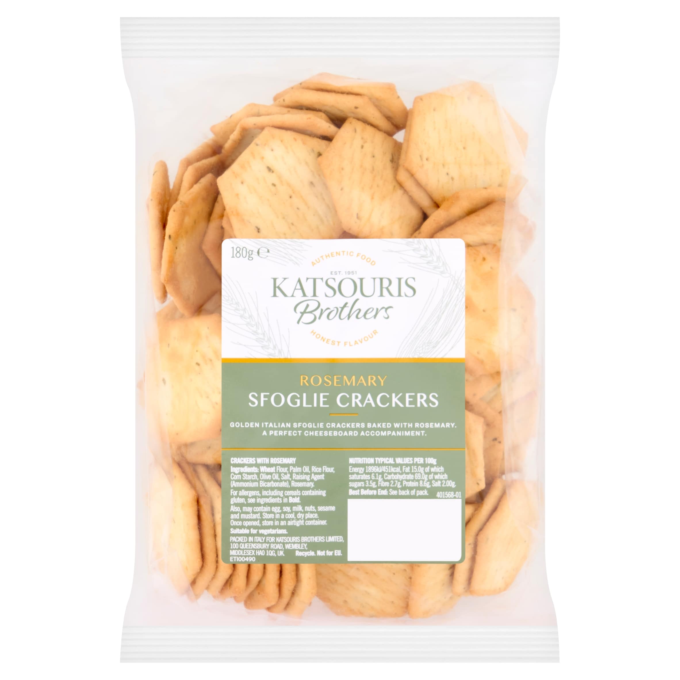 Katsouris Brothers Rosemary Sfoglie Crackers 180g