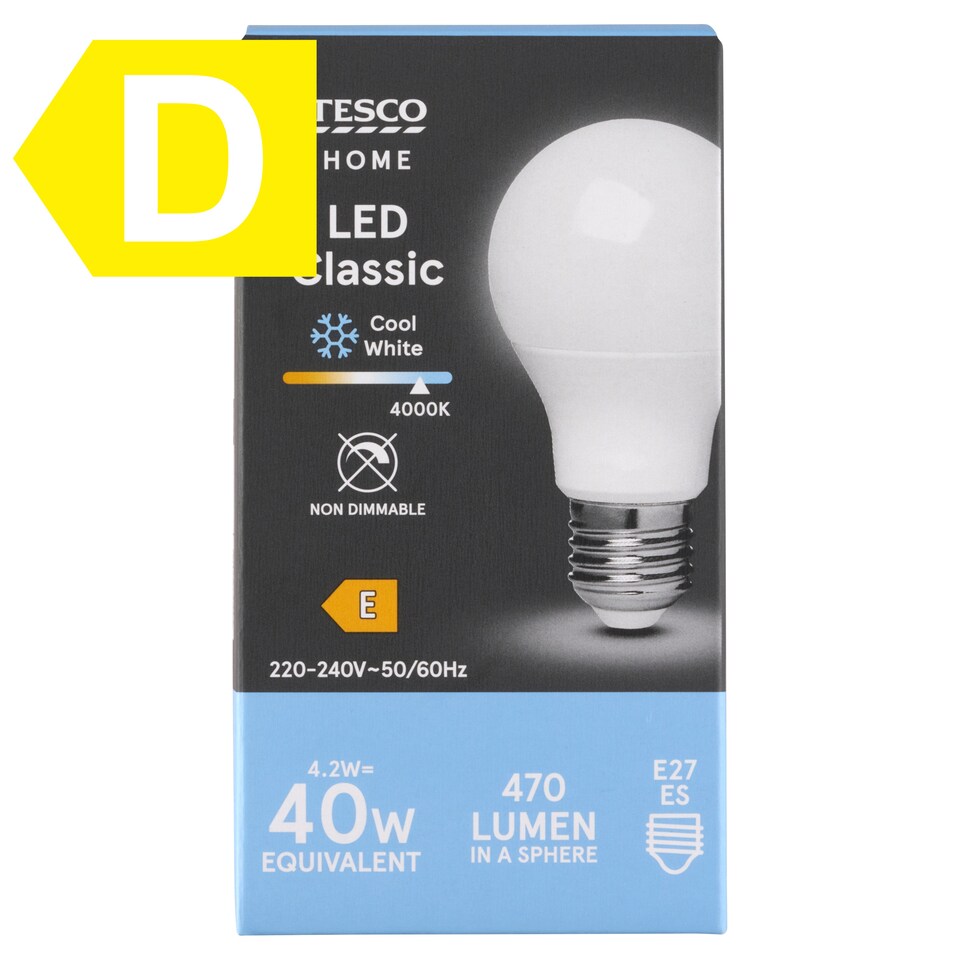 Tesco Home E27 470 lm 40W 4000K LED klasszik izzó  1. kép