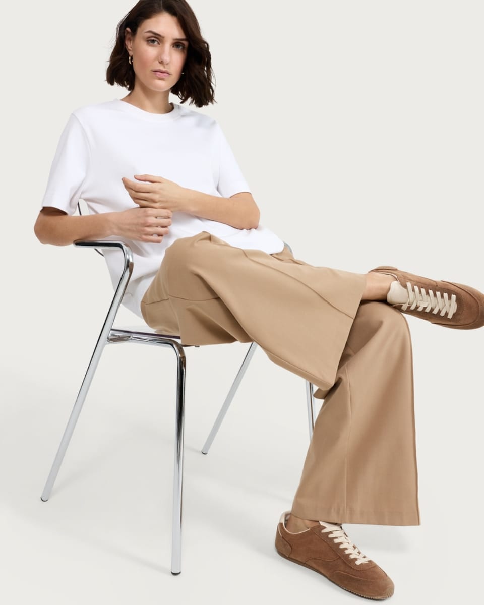 image 1 of F&F Pleated Wide Leg Joggers in Beige