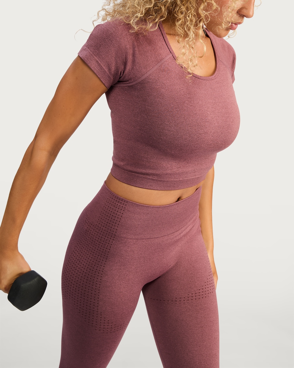 image 1 of F&F Active Seamfree Square Neck ports T-Shirt in Berry