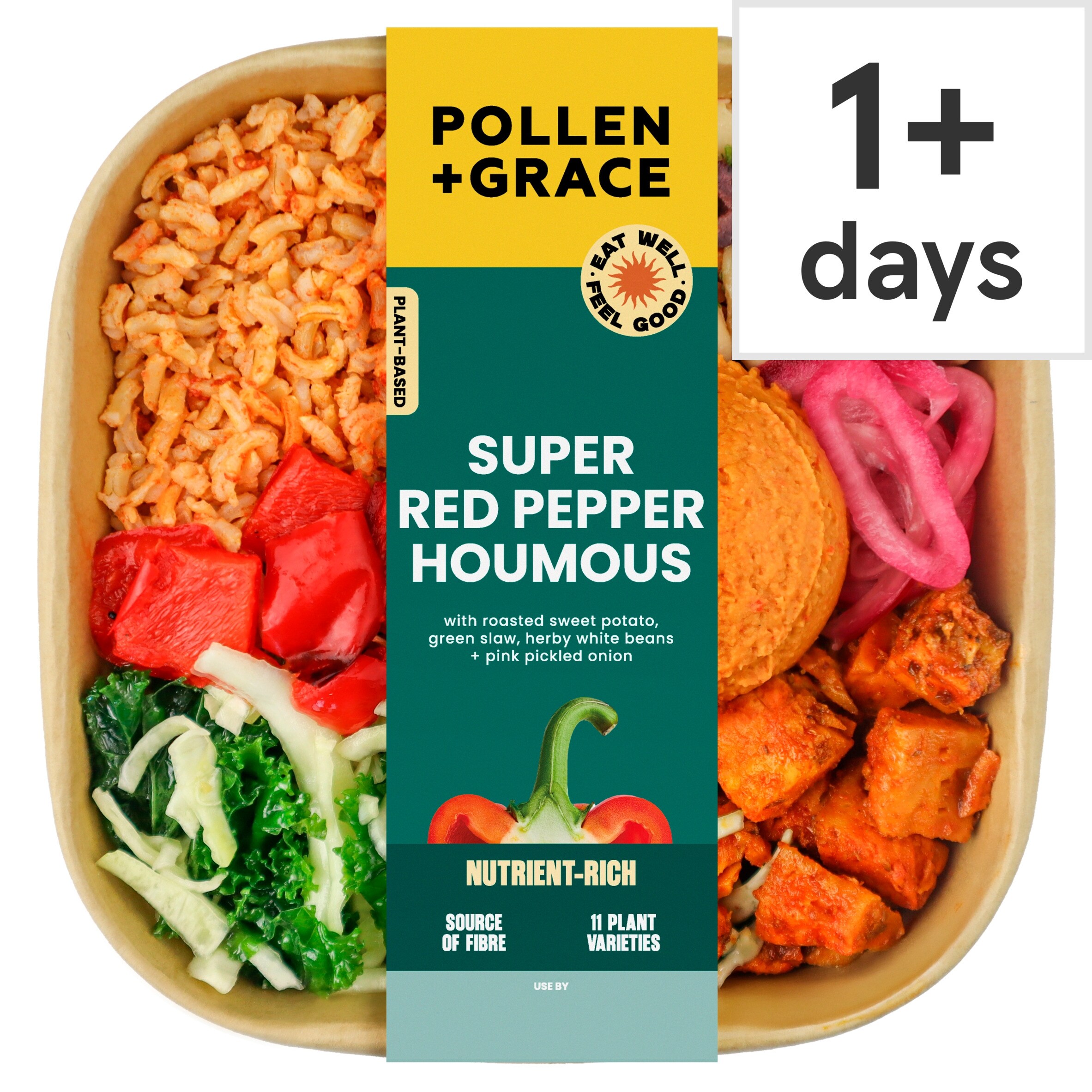 Pollen & Grace Superfood Red Pepper Houmous & Rice Salad Bowl 275g