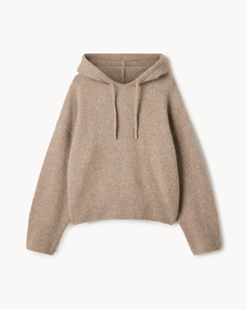 image 1 of F&F Knitted Hoodie with Wool in Mink