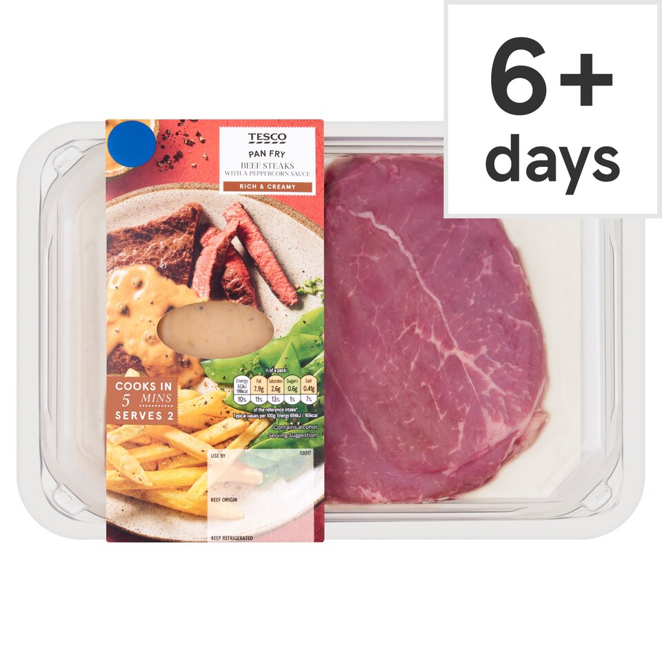 Tesco Beef Steaks with Peppercorn Sauce 320g Tesco Groceries