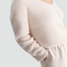 The F&F Edit Textured Jumper and Satin Trousers Pyjamas in Cream