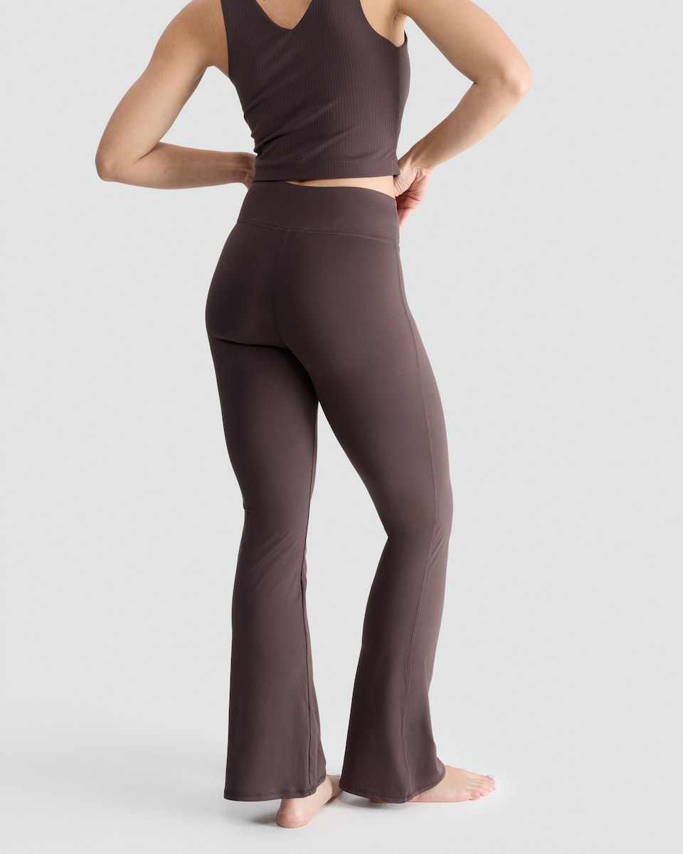 image 1 of F&F Active Soft Touch Flared Yoga Leggings in Brown