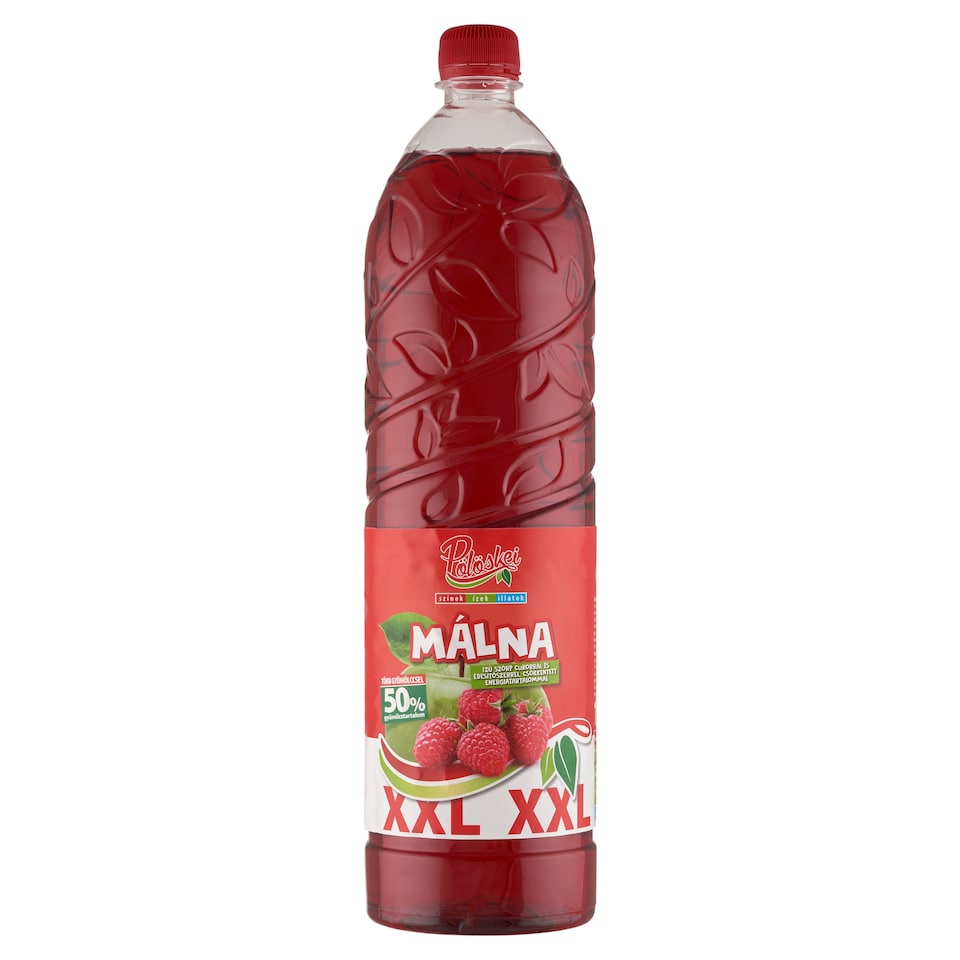 Pölöskei Raspberry Flavoured Syrup with Reduced Energy Content with Sugar and Sweetener 1,5 l