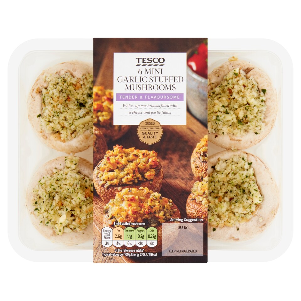 Tesco 6 Mini Garlic Stuffed Mushrooms 185G