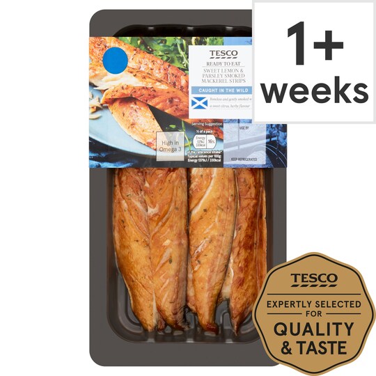 Tesco Lemon & Parsley Smoked Mackerel Strips 200G Tesco Groceries