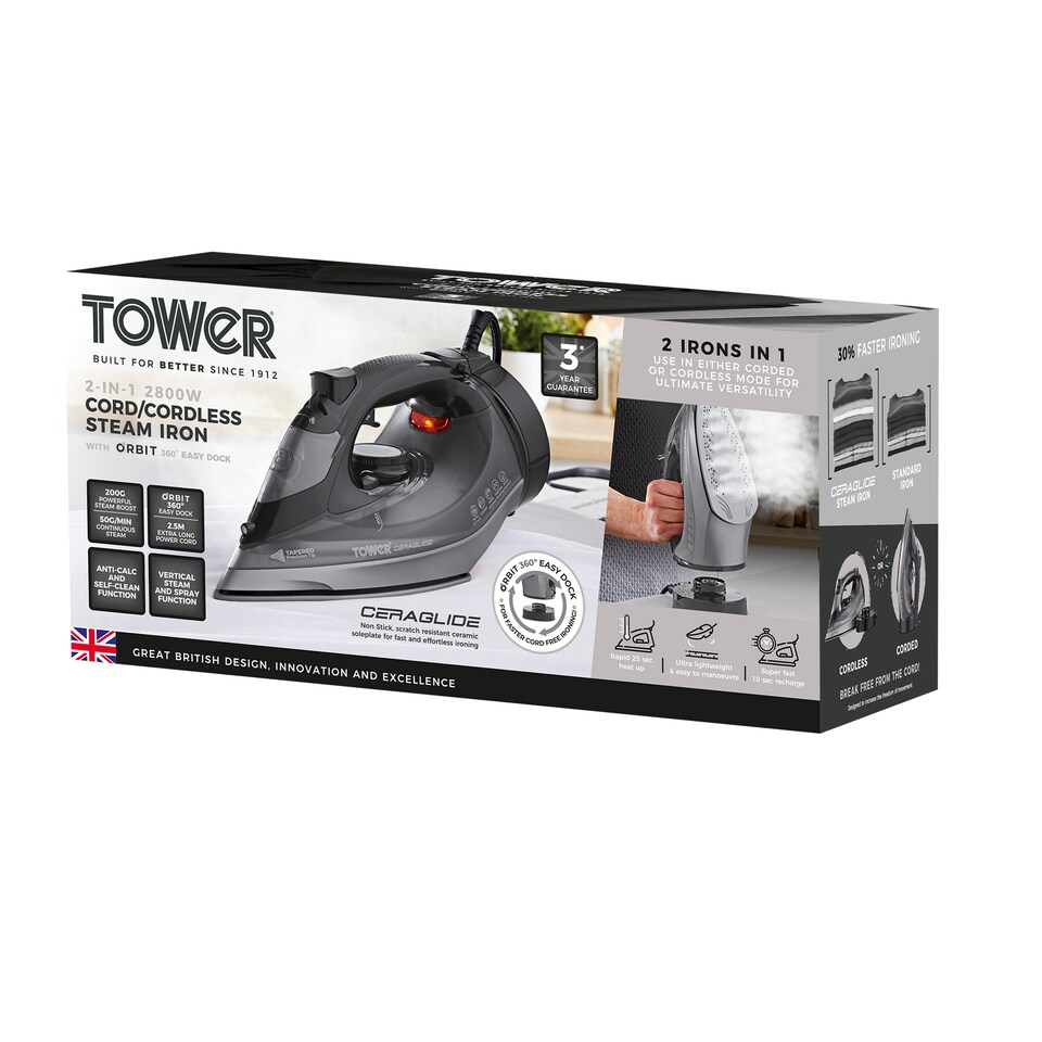 Tower Cord Cordless Iron 2800w Grey