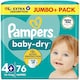 image 1 of Pampers Baby Dry Size 4+ Jumbo+ Pack 76 Nappies