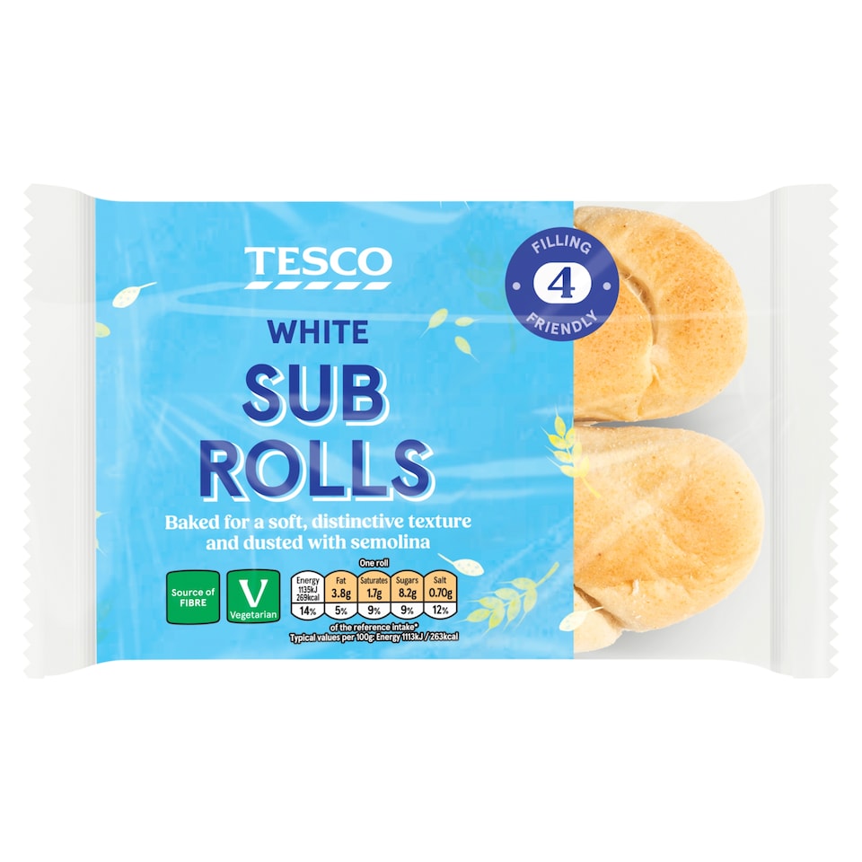 Tesco White Sub Rolls 4 Pack