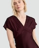 image 3 of F&F Satin V Neck Midi Dress in Burgundy