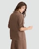 image 3 of F&F Zip Front Tie Waist Shirt in Brown