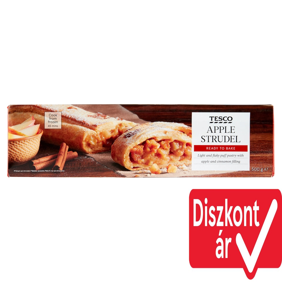 Tesco gyorsfagyasztott, leveles rétes almás-fahéjas töltelékkel 500 g