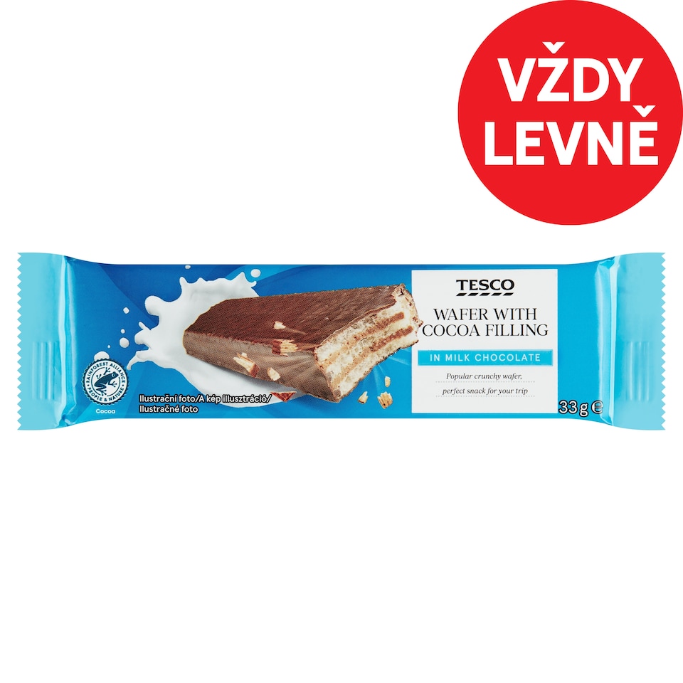 Tesco Wafer with Cocoa Filling in Milk Chocolate 33g