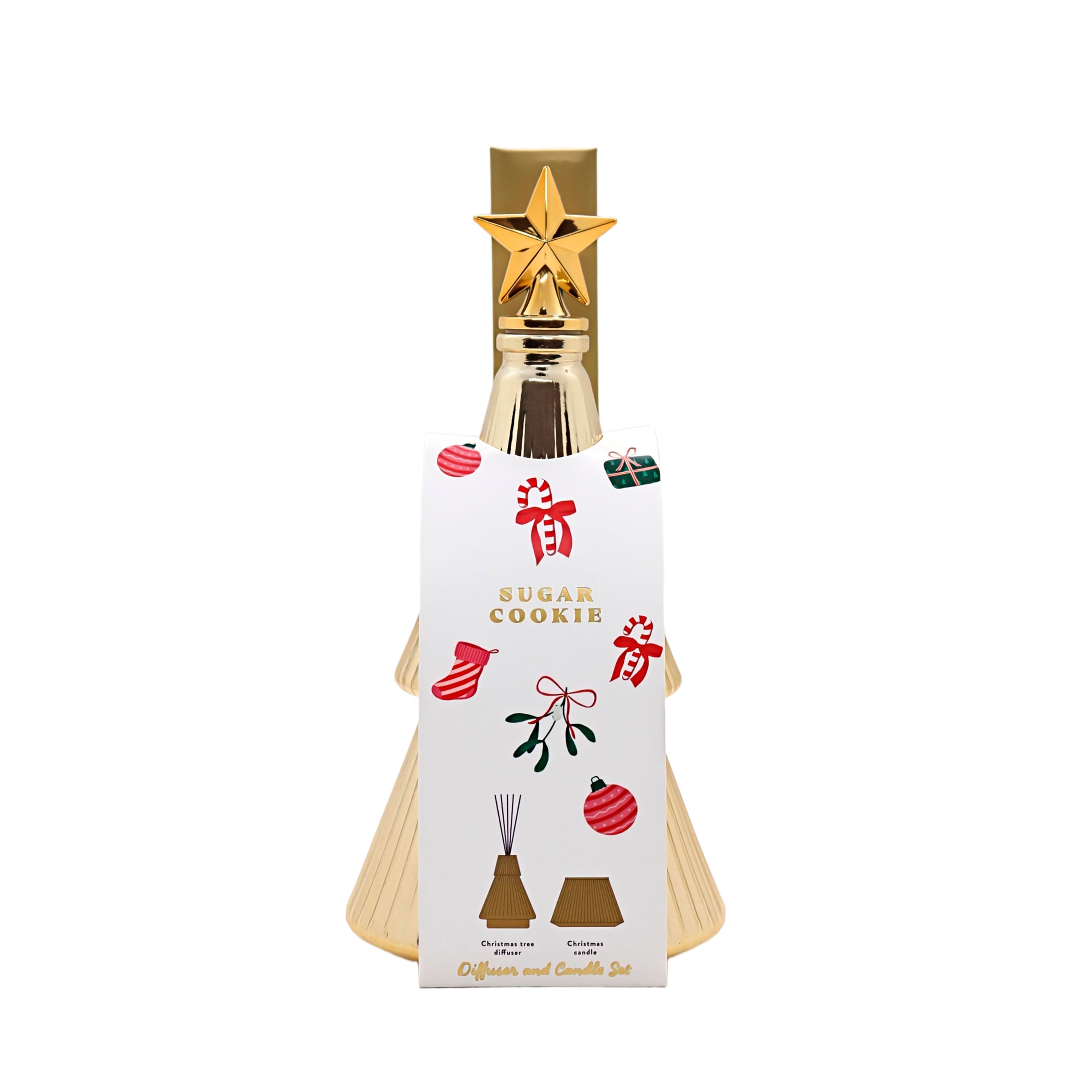F&F Home Sugar Cookie Gold Christmas Tree Candle And Diffuser Gift Set