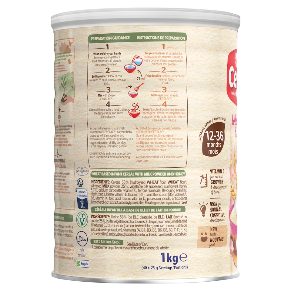 image 1 of Cerelac Infant Cereals With Milk Honey & Wheat 12+ Months 1kg