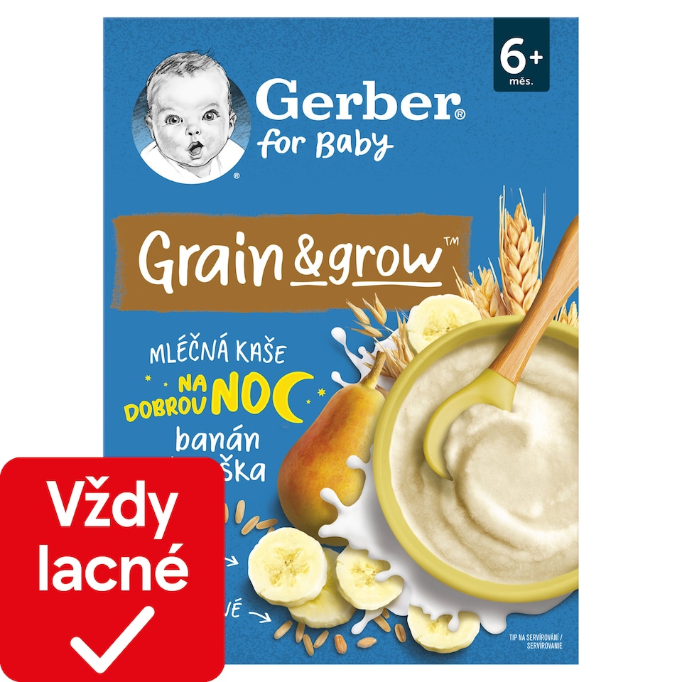 GERBER Mliečna kaša pšenično-ovsená banán a hruška 200 g
