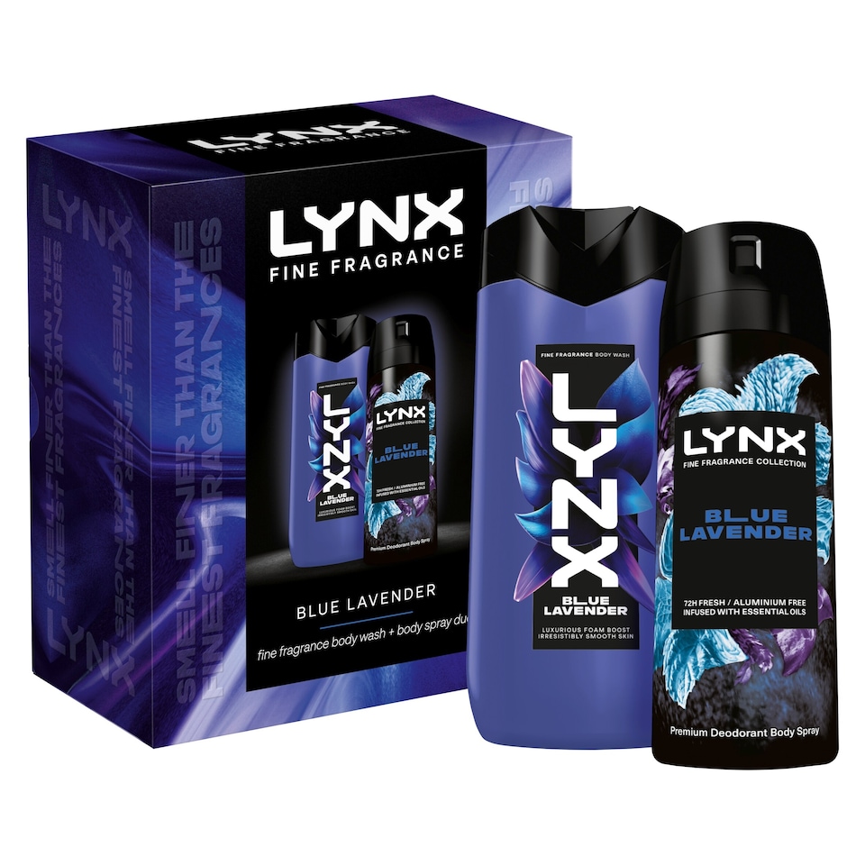 image 1 of Lynx Fine Fragrance Blue Lavender Bodyspray & Bodywash Gift Set