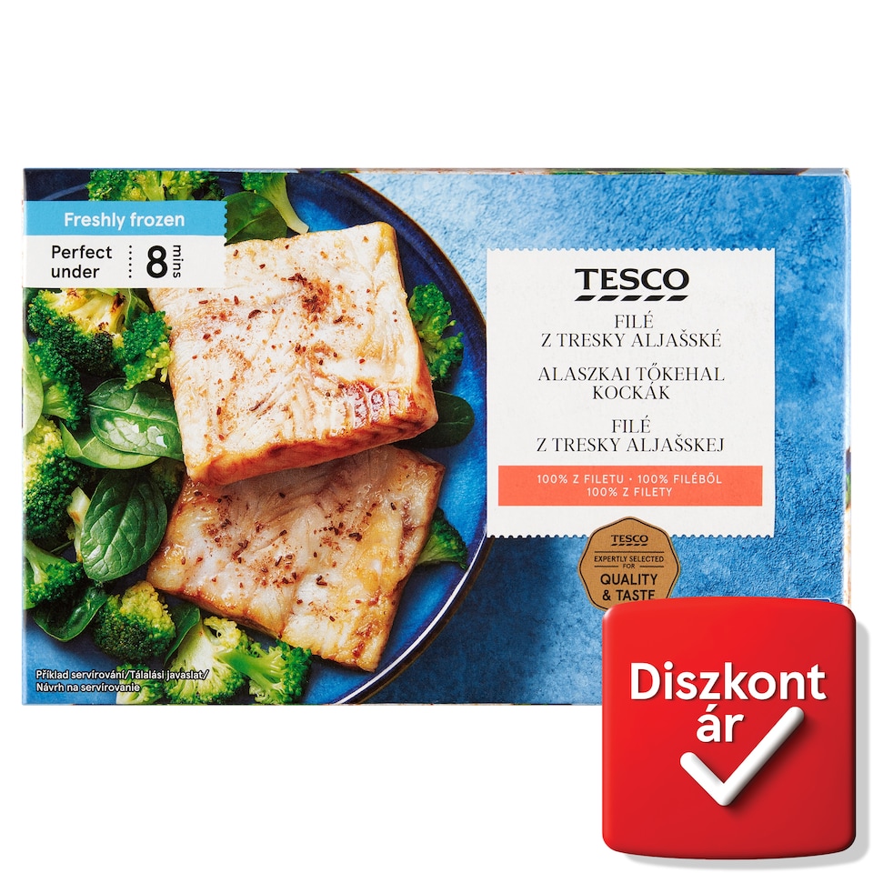 Tesco gyorsfagyasztott alaszkai tőkehal kockák 400 g 