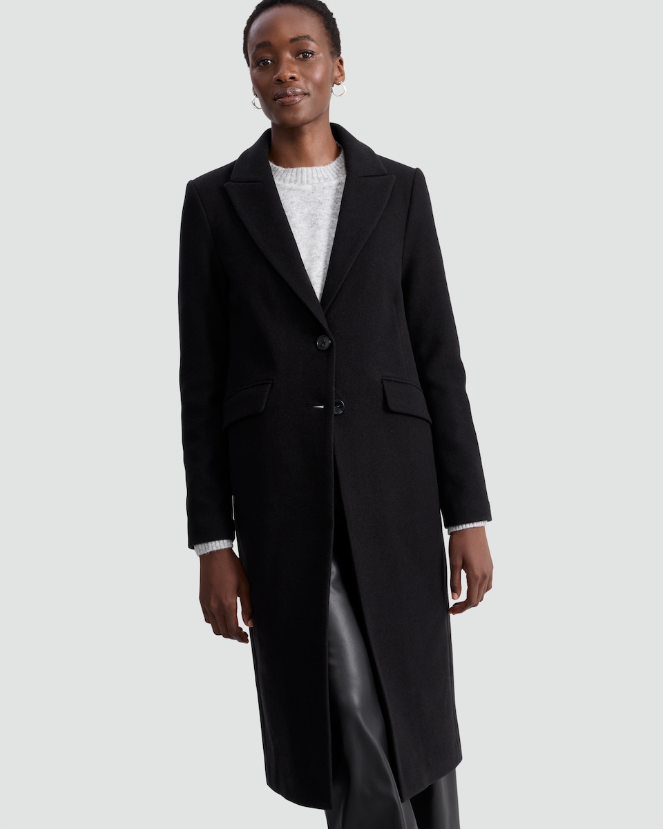 image 1 of F&F Tailored Lined Longline Coat in Black