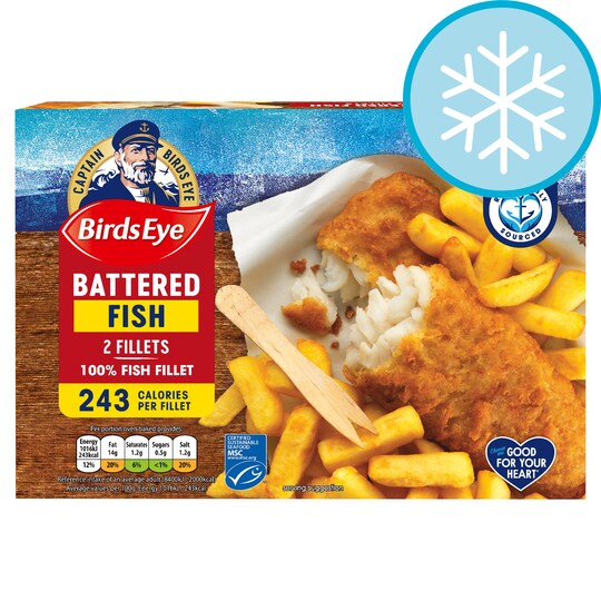 Birds Eye 2 Battered Fish Fillets 200G Tesco Groceries