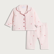F&F Baby 2-Piece Pure Cotton Heart Print Pyjama Set in Pink