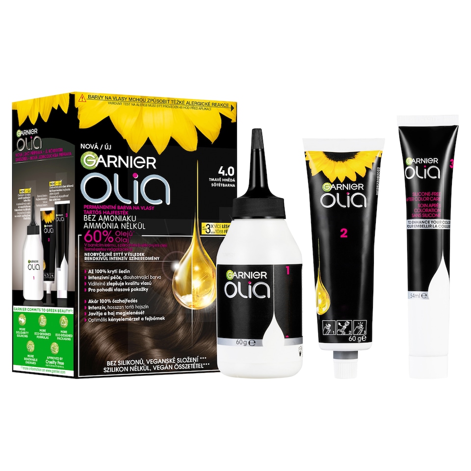 Garnier Olia tartós hajfesték 4.0 Sötétbarna  1. kép